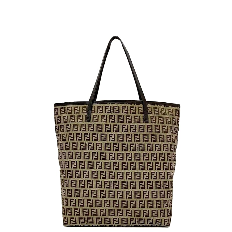 Fendi Tote Bag Ec21844 Beige Brown Zucchino