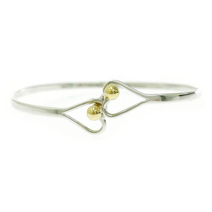 Tiffany & Co Silver Hook & Eye Double Heart Bangle 5.2g 925 750 Engraved 479596