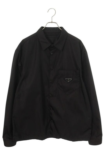 Prada Sc514 Re-nylon Logo Plate Nylon Long Sleeve Shirt Men's XXL