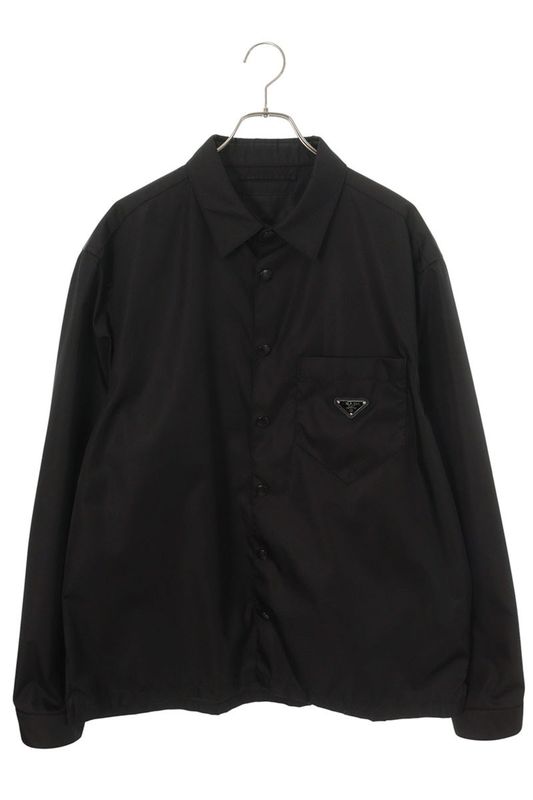 Prada Sc514 Re-nylon Logo Plate Nylon Long Sleeve Shirt Men's XXL