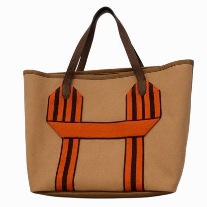 Hermes Tote Bag Pur Sangle Toile Military Chai/taille Batteau Silver Hardware B