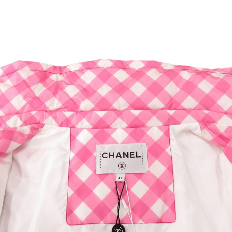 Chanel Sequin Patch 23C P74093 V65695 Size 42 Silk Nylon Polyester Pink Coat