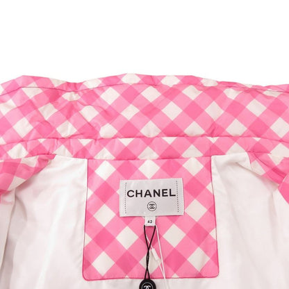 Chanel Sequin Patch 23C P74093 V65695 Size 42 Silk Nylon Polyester Pink Coat