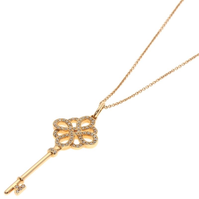 Tiffany & Co Knot Key Diamond Necklace 18K Pink Gold Ladies