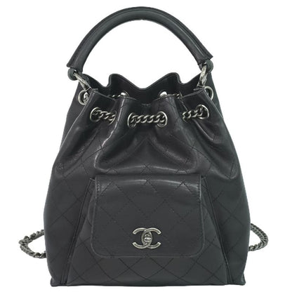 Authentic Chanel Coco Mark Matelasse 2WAY Chain Drawstring Backpack Sac Handbag