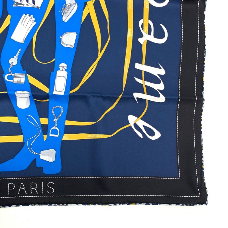Hermes Carre 70 Monsieur ET Madame Monsieur & Madame Navy Scarf