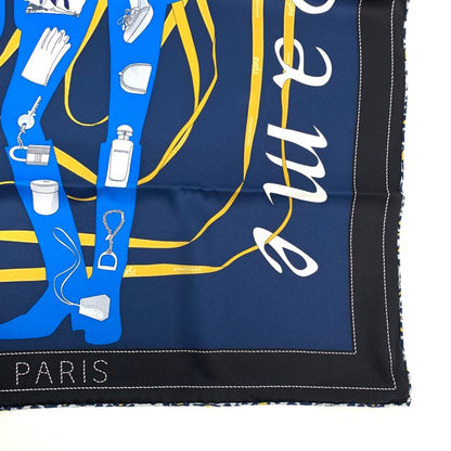 Hermes Carre 70 Monsieur ET Madame Monsieur & Madame Navy Scarf