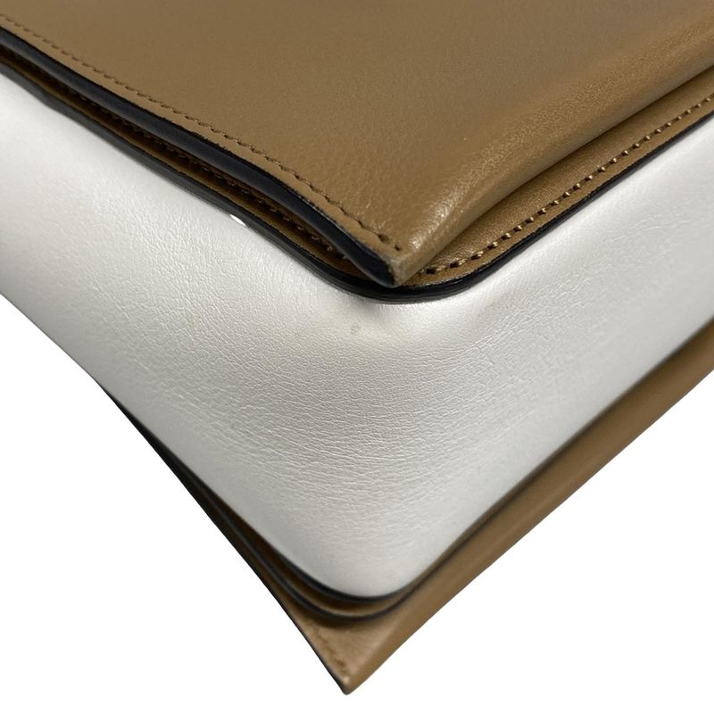 Celine Shoulder Bag Frame Medium Beige And Brown Leather