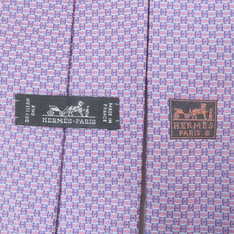 Hermes 659128t 100% Silk H Logo All-over Pattern Silk Twill Tie Regular Tie