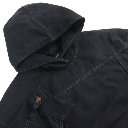 Balenciaga 22AW 719313 Tnw54 Denim Foodie Pull-over Parker 100% Cotton Damaged