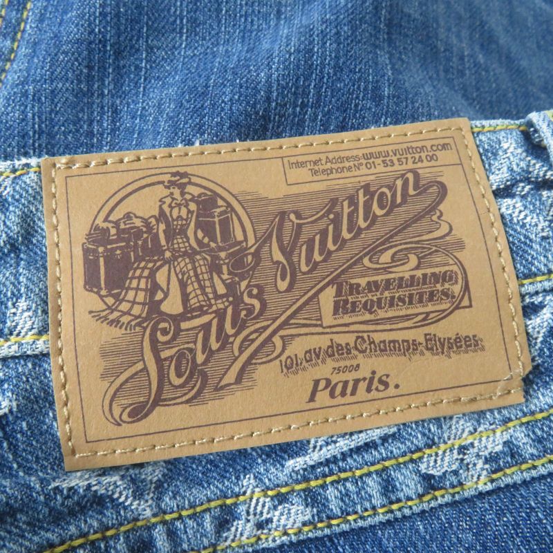 Louis Vuitton 100% Cotton Monogram Denim Pants Bottoms Indigo 38 Made In Italy