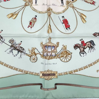 Hermes Carré 90 THE Royal MEWS Royal Stable Scarf Silk Green With Box