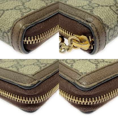 Gucci 523154/1147 GG Canvas Leather Ophidia Zip Around Wallet Long Wallet