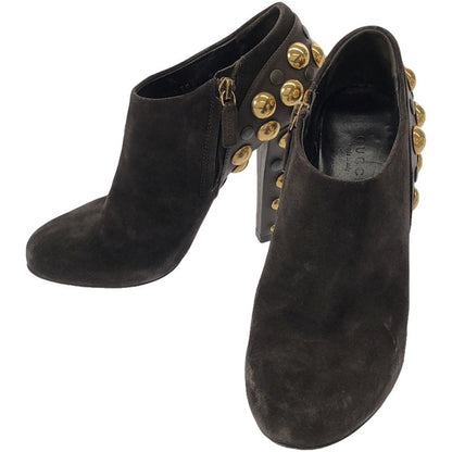 Gucci Studded Design Suede Booties Brown 35 208394