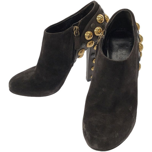 Gucci Studded Design Suede Booties Brown 35 208394
