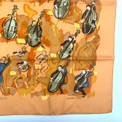 Hermes Carre 90 Concerto Orange 100% Silk Scarf