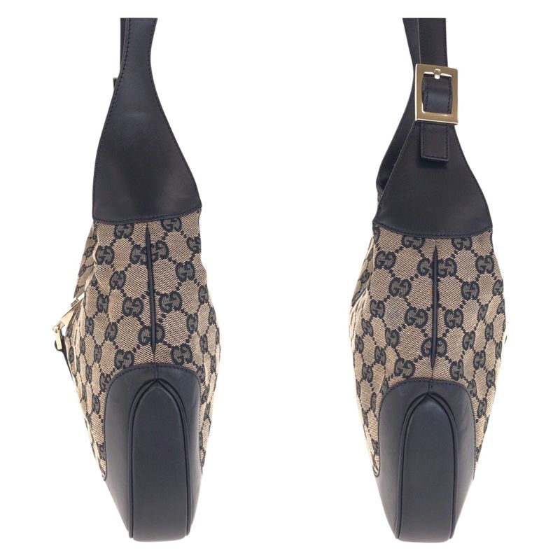 Gucci Jackie Black Gold Hardware GG Canvas/leather 001 3306 Shoulder Bag