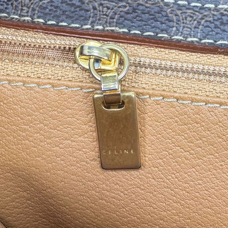 Celine Mini Tote Handbag Macadam Pattern Pvcleather Brown