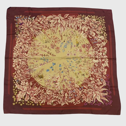 Hermes Similar Hermes Carré 90 LA Prairie Grasslands Scarf 100% Red Silk Carré