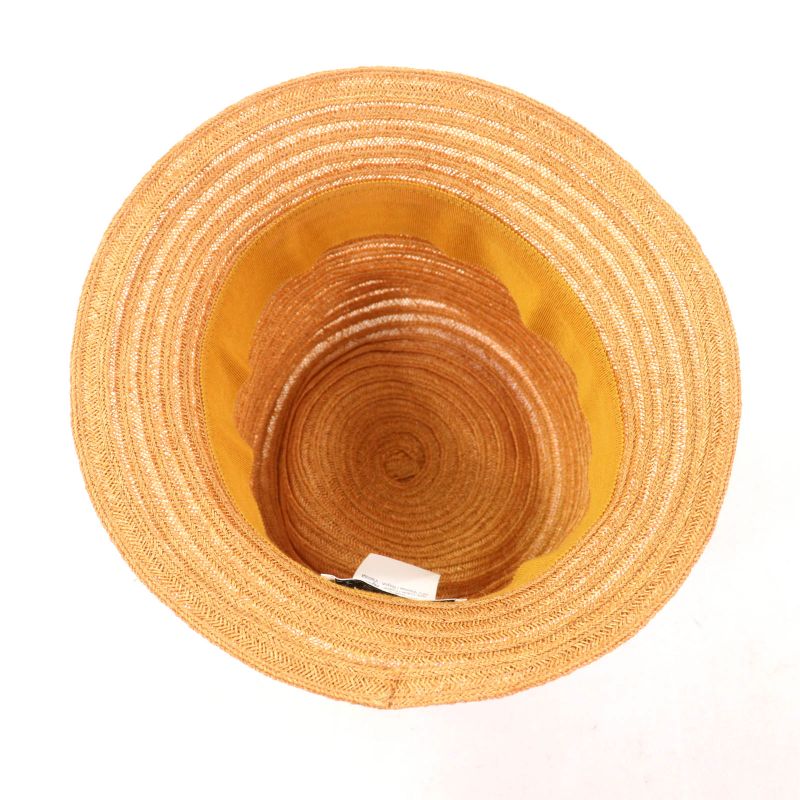 Hermes 100% Hemp Caramel H Embroidered Straw Hat 58 Hat With Box Made In France