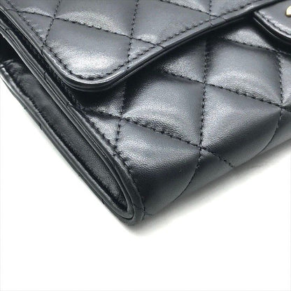 Chanel Items CC Logo Quilted Lambskin Long Flap Wallet Black