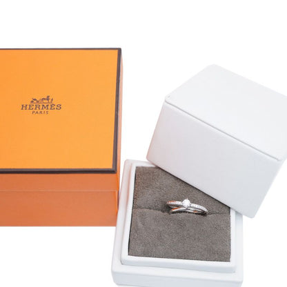 Hermes Vertige Coeur Diamond 030ct 18K White Gold #50 Ring 750wg White Togo