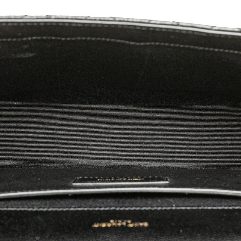 Saint Laurent Envelope Chain Shoulder Bag Handbag Black Gold Leather Women
