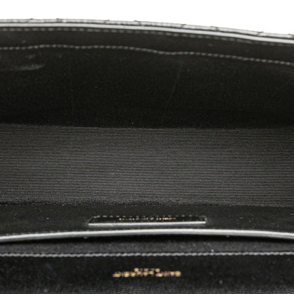 Saint Laurent Envelope Chain Shoulder Bag Handbag Black Gold Leather Women
