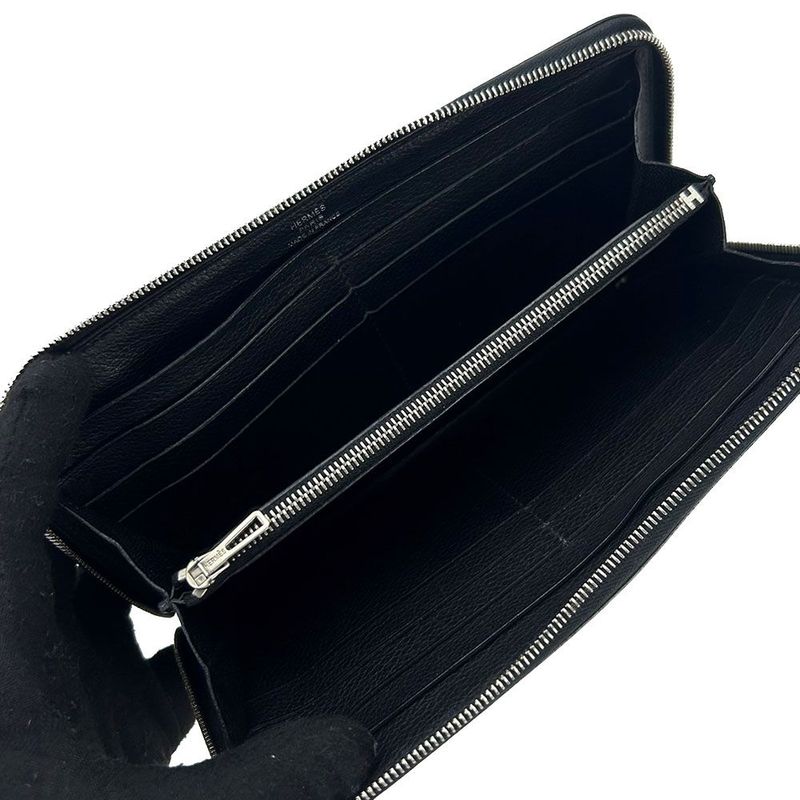 Hermes Round Zipper Long Wallet Azapplong Classiccles Zar□j Engraved Silverhardw