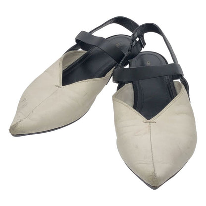 Celine Phoebe Period Leather Flat Mule Sandals White 36.5
