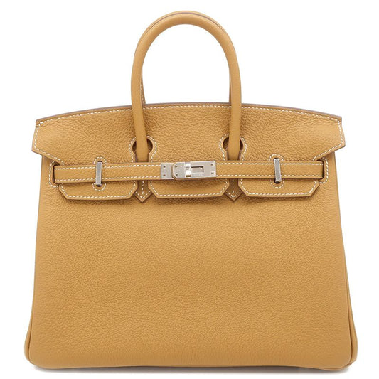 Hermes Handbag Birkin 25 Togo Natural Sable Silver Hardware Brown Engraved K