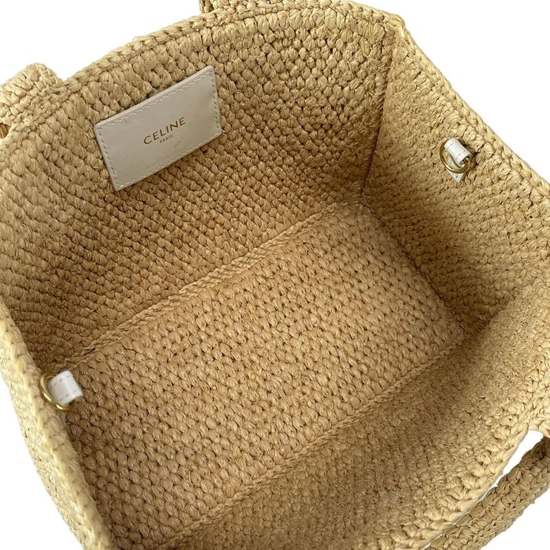 Celine Tote Bag Small Cabas Tais Beige And White Bag