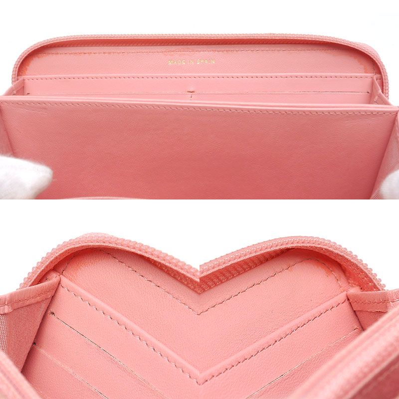 Chanel Round Zip Long Wallet Boy Chanel Coco Mark Pink Authenticity With Box