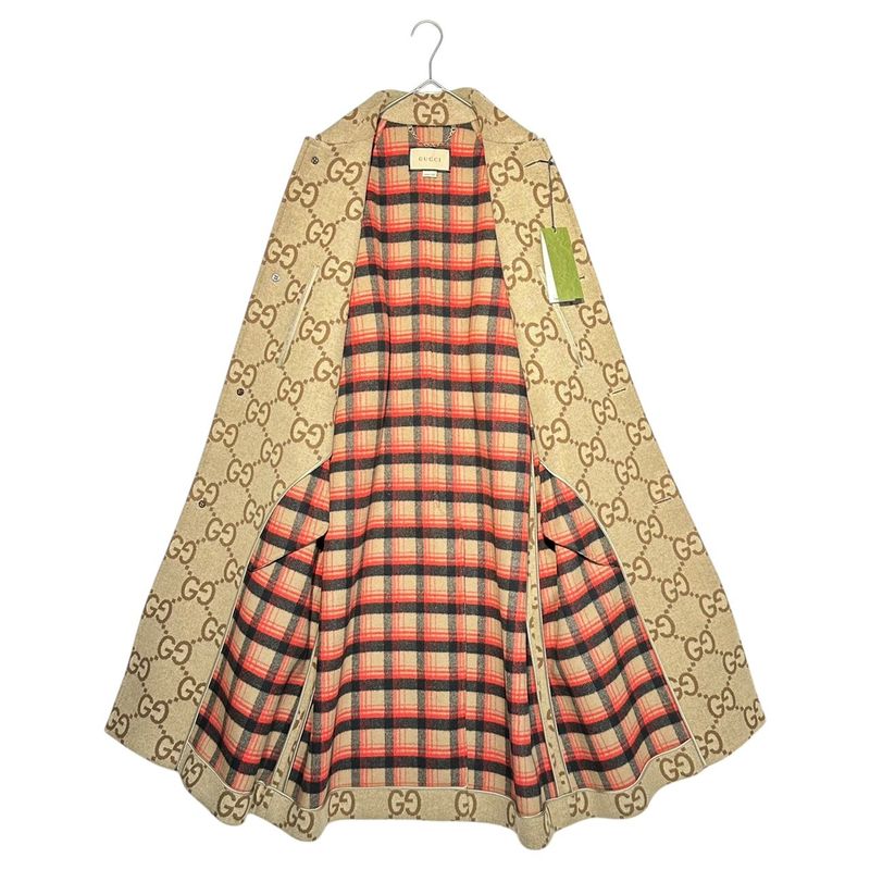 Gucci 22aw Jumbo GG Canvas Wool Car Coat 698708 Zait6 Jumbo GG Canvas Wool Car