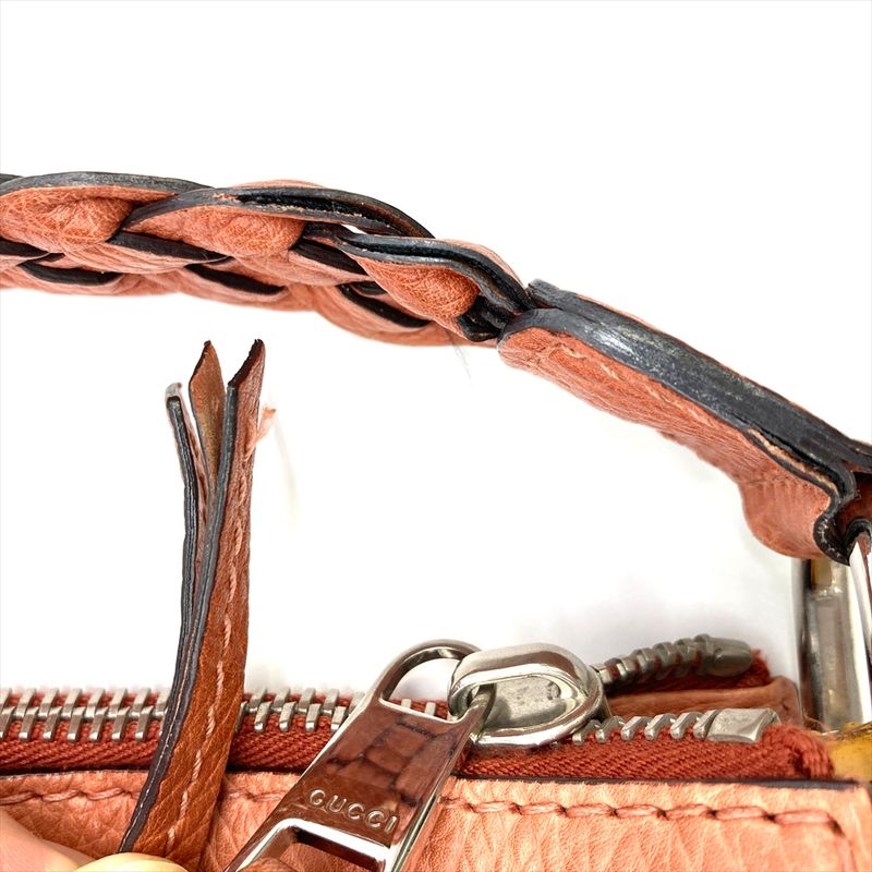 Gucci Shoulder Bag Leather 257090 Pink Silver Hardware D7608708 Bamboo Full