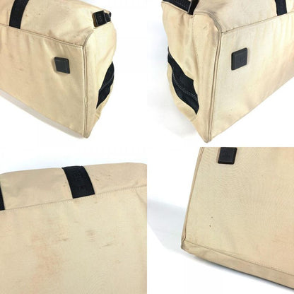 Chanel Boston Bag CC Coco Mark Logo Nylon Canvas Beige