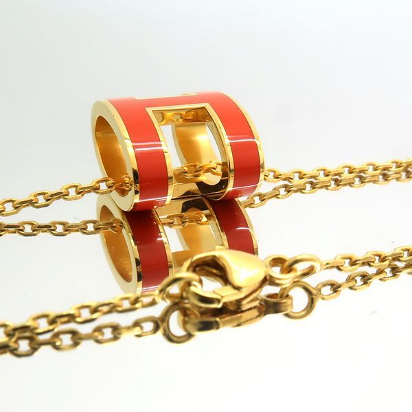 Hermes Pop Ash Necklace GP Orange Hermes