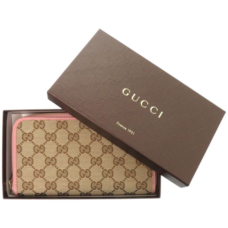 Gucci Round Zipper 363423 GG Supreme Canvas Beige Long Wallet 1215 Gucci