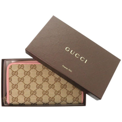Gucci Round Zipper 363423 GG Supreme Canvas Beige Long Wallet 1215 Gucci