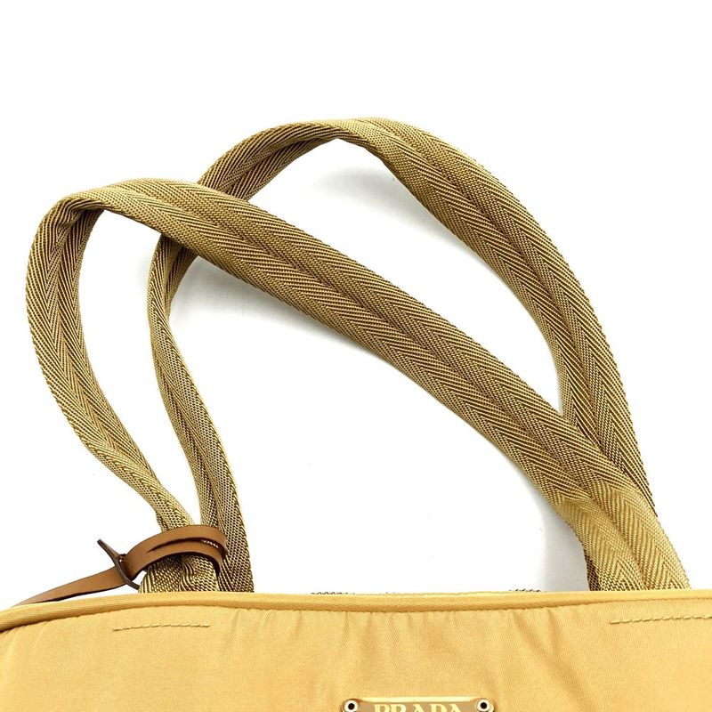 Prada Handbag Tote Bag Nylon Beige With Key Women Men Fashion