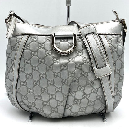 Gucci 203257 Shoulder Bag Abby Guccissima Leather Silver Women