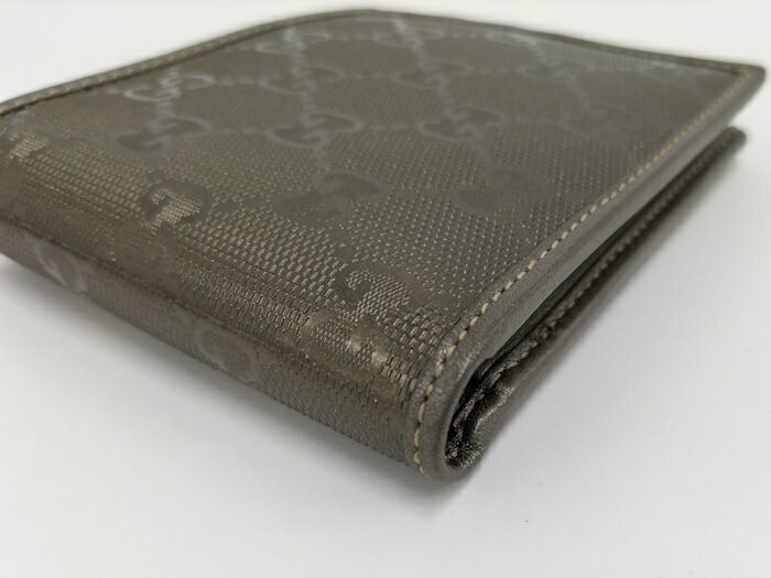 Gucci Bifold Wallet GG Imprime Metallic Khaki 224122