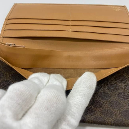 Celine Bifold Long Wallet Brown Macadam Wallet Excellent Condition PVC Leather