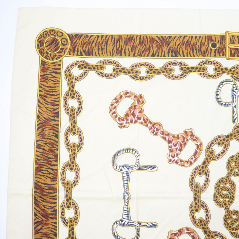 Gucci Vintage 100% Cotton Animal Print Horsebit Large Shawl Scarf Brown Made In