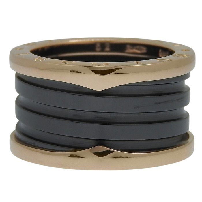Bvlgari Bulgari B-zero1 4 Band Ring 18K Pink Gold CE 750 Pink Gold Ceramic #52