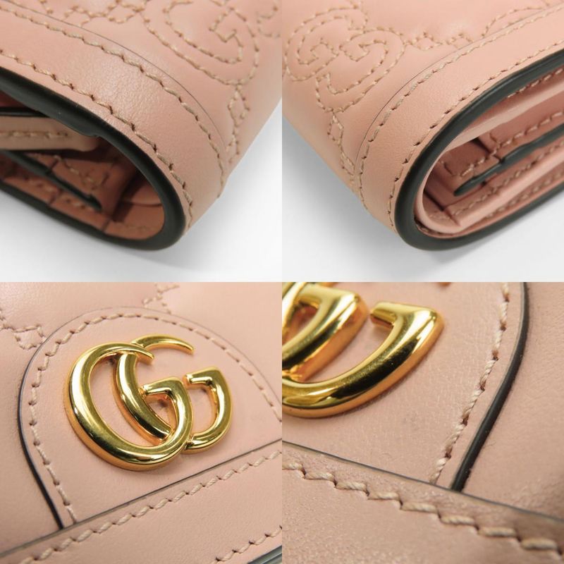 Polar Gucci Bifold Wallet 723786 Ggmatelasse Leather Pink Gold Hardware Small