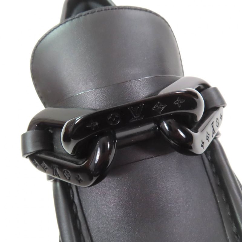 Louis Vuitton Academy Line Leather Shoes Black 34.5 With Box And Storage Bag