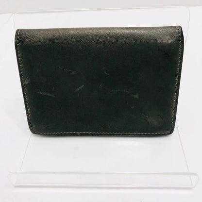 Bvlgari Bvlgari Business Card Holder Olive Leather Men's Preowned 005667