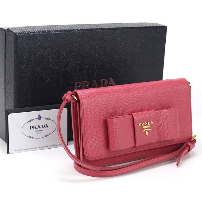 Prada Shoulder Wallet 1m1437 Chain Wallet Saffiano Leather Women
