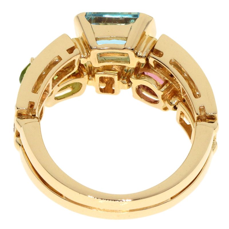 Bvlgari Bulgari Allegra Diamond Multicolored Stone Ring And Ring 18K Yellow